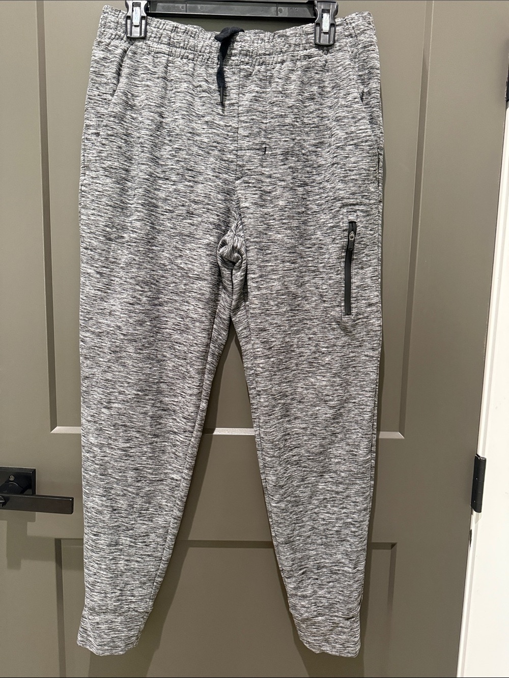 Men's Gray Marled Joggers with Zip Pocket